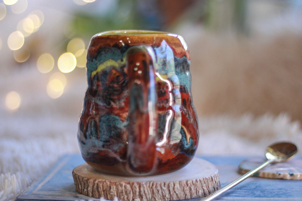 06-D Earthy Rainbow Grotto Textured Divot Mug, 16 oz.