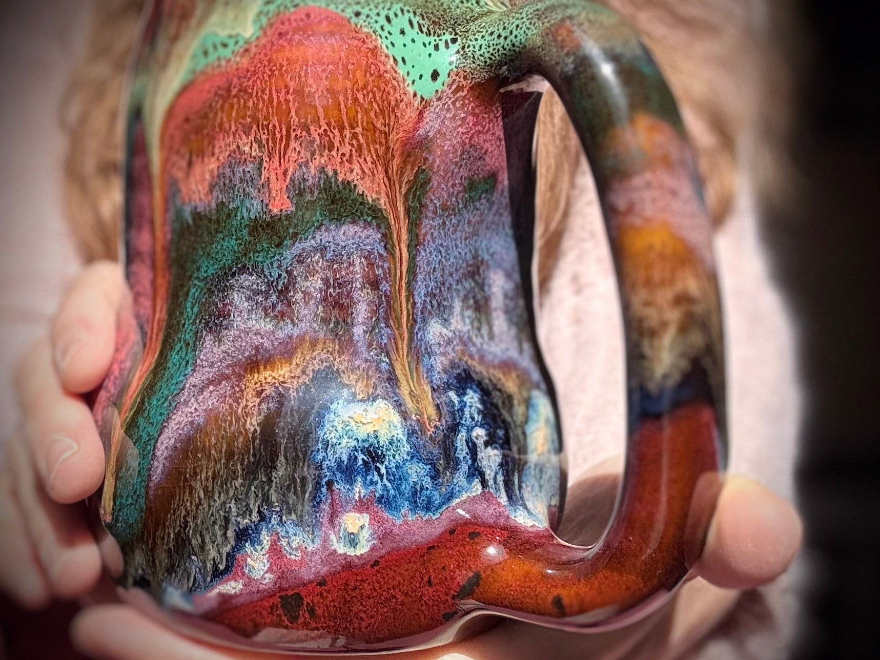 08-C Earthy Rainbow Grotto Curvy Mug - TOP SHELF, 24 oz.