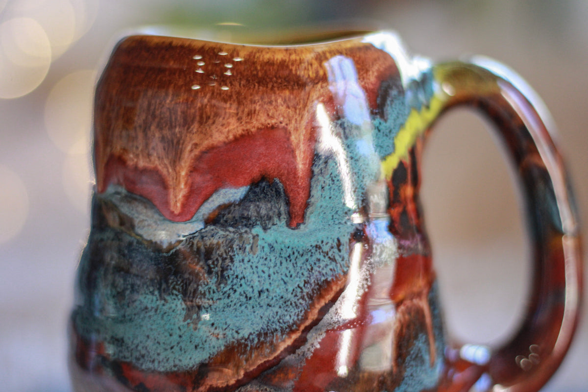 06-D Earthy Rainbow Grotto Textured Divot Mug, 16 oz.