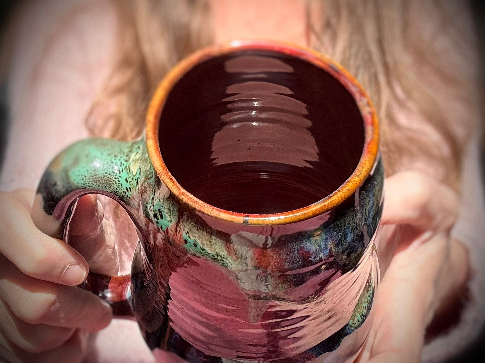 08-C Earthy Rainbow Grotto Curvy Mug - TOP SHELF, 24 oz.