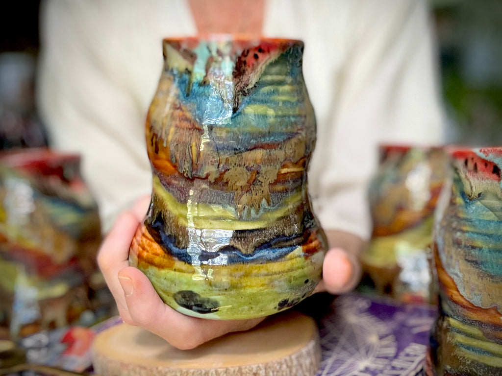 01-E Olive 'FLOW' Textured Divot Mug, 22 oz. (This listing is for one mug)