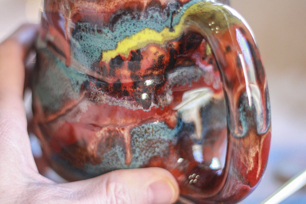 06-D Earthy Rainbow Grotto Textured Divot Mug, 16 oz.