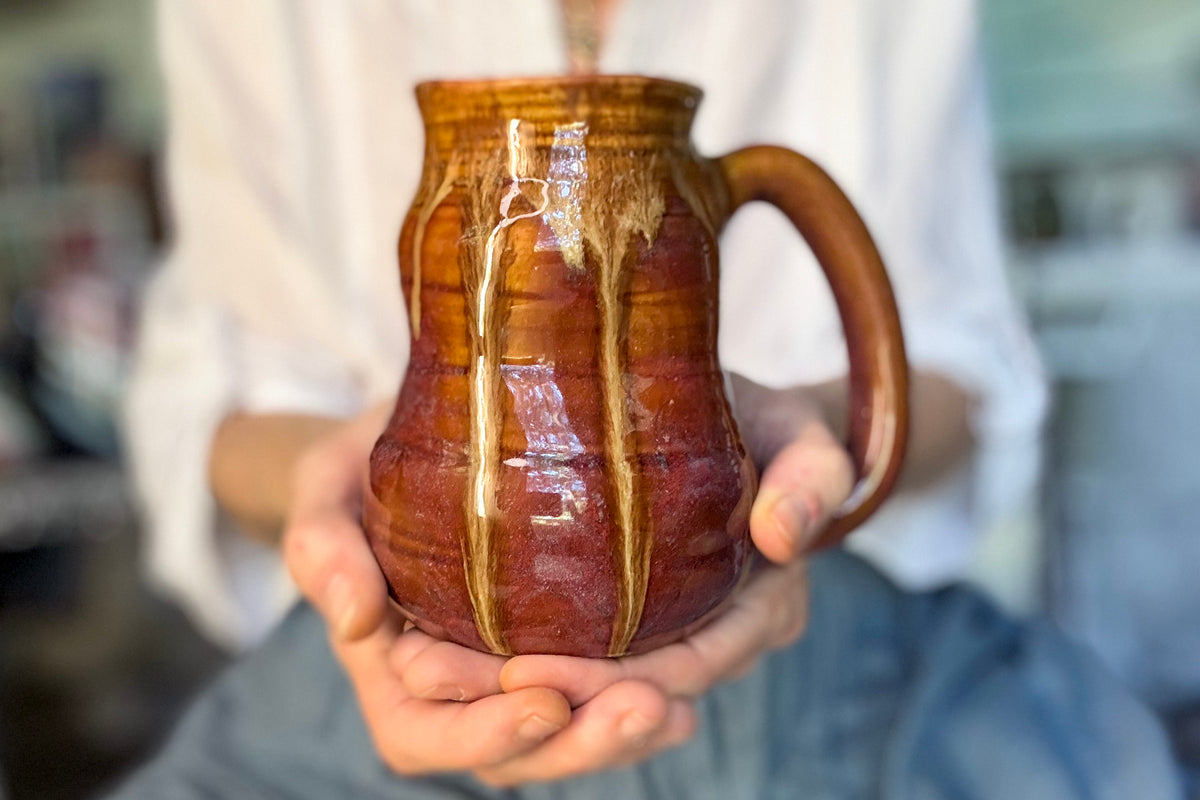 14-F Brown EXPERIMENT Barely Flared Textured Divot Mug - MISFIT, 18 oz. - 20% off
