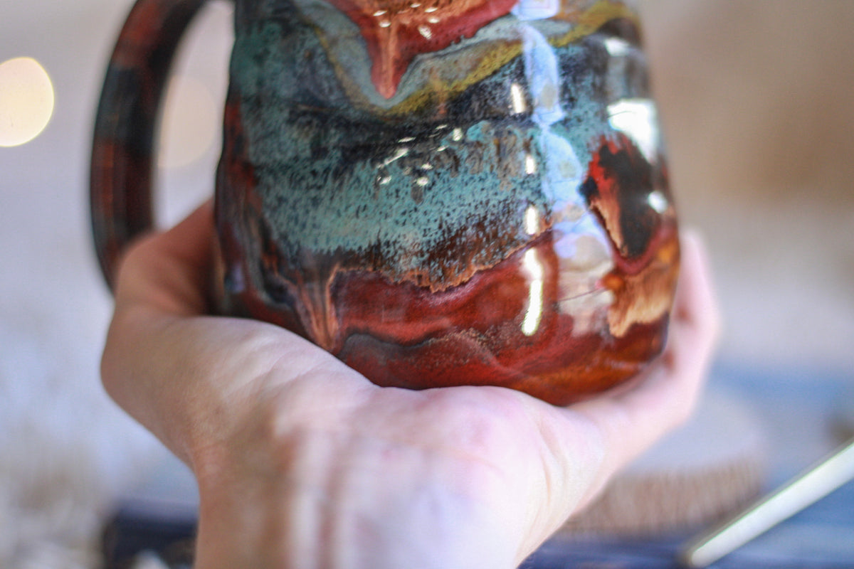 06-D Earthy Rainbow Grotto Textured Divot Mug, 16 oz.