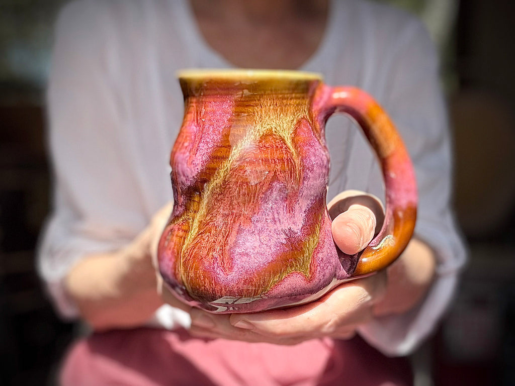 08-E Magenta Grotto Variation Curvy Mug, 15 oz.