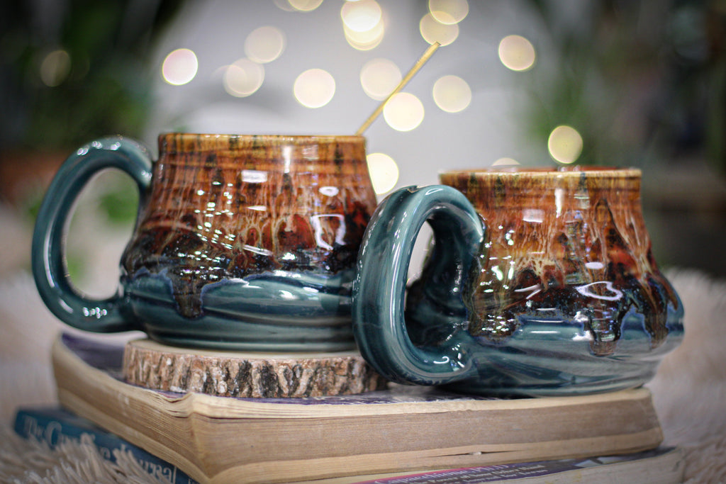 08-D Molten Caramel Mug Pair, 18 oz.