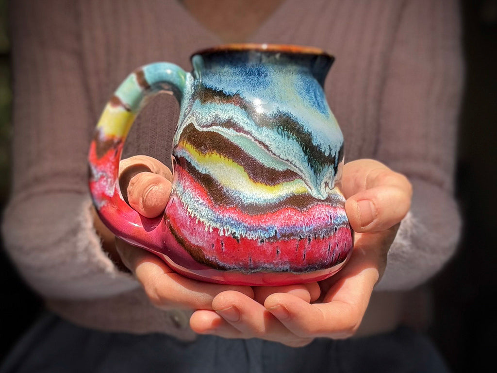 09-D Rainbow EXPERIMENT Curvy Flared Mug, 14 oz.