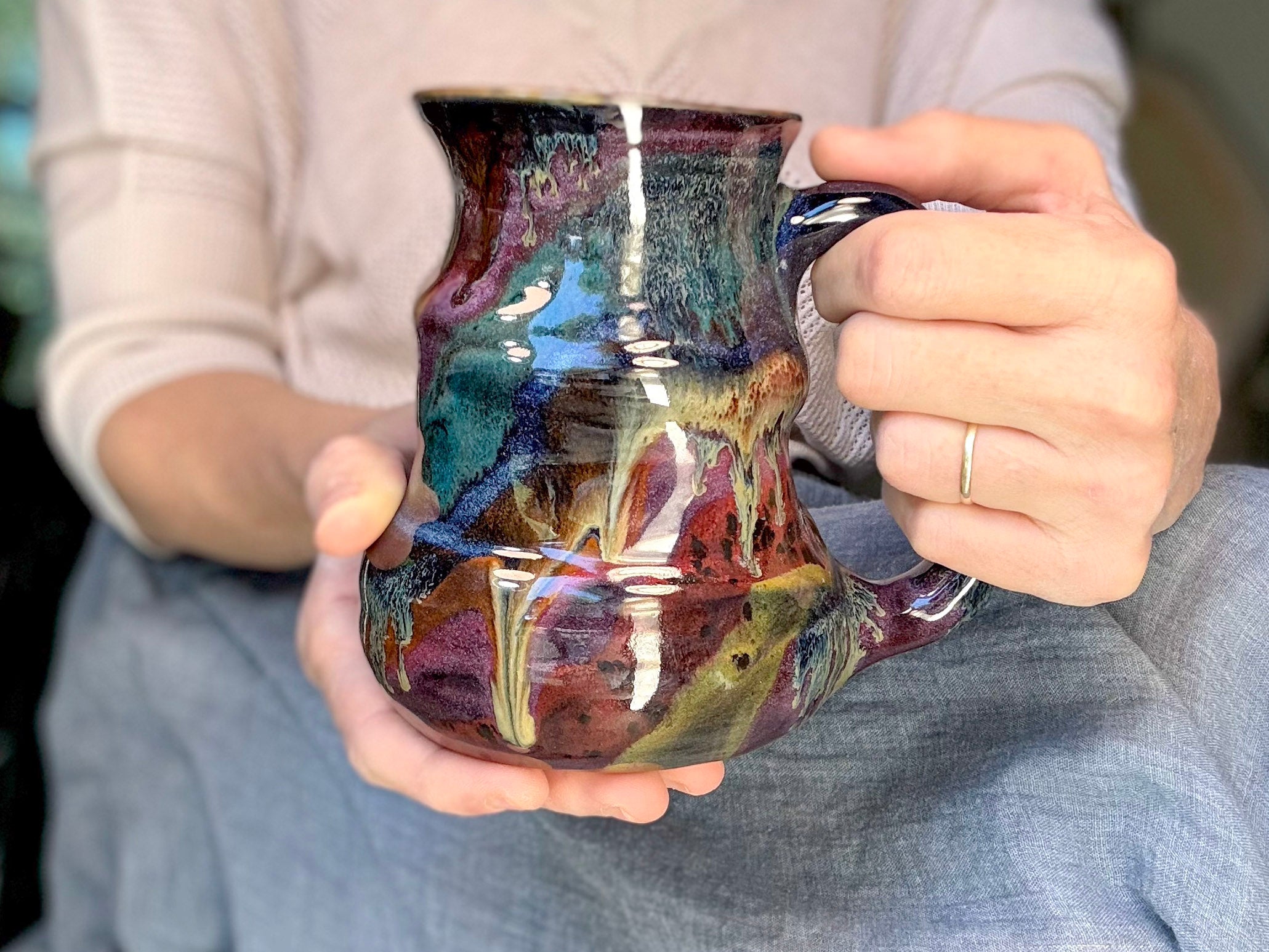 09-C Cosmic Rainbow Grotto Cuddle Mug, 22 oz.