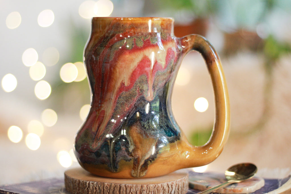 07-C Amber 'FLOW' Gourd Mug Variation  - MISFIT, 18 oz. - 25% off