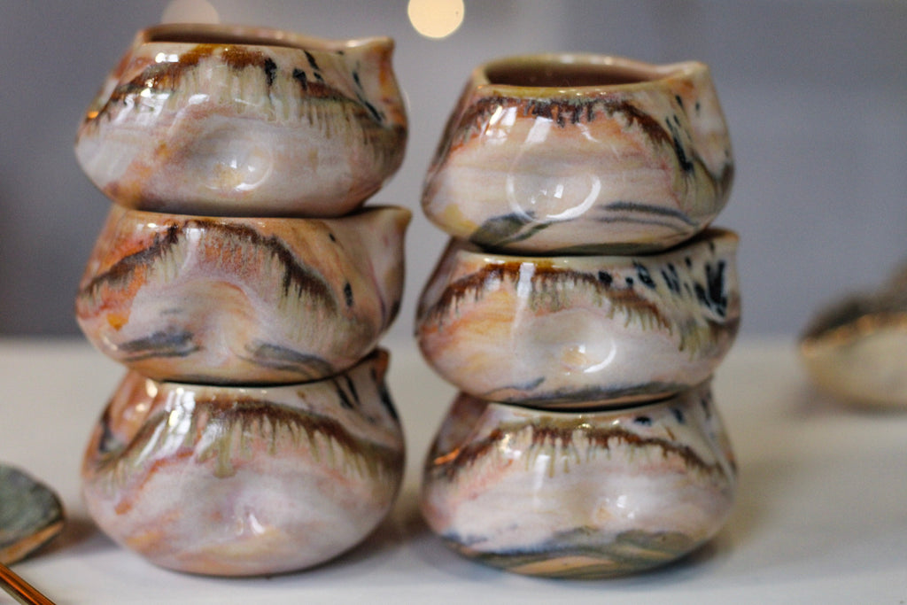 09-G Soft Earth Series PROTOTYPE Heart Bowls, 2-3 oz.