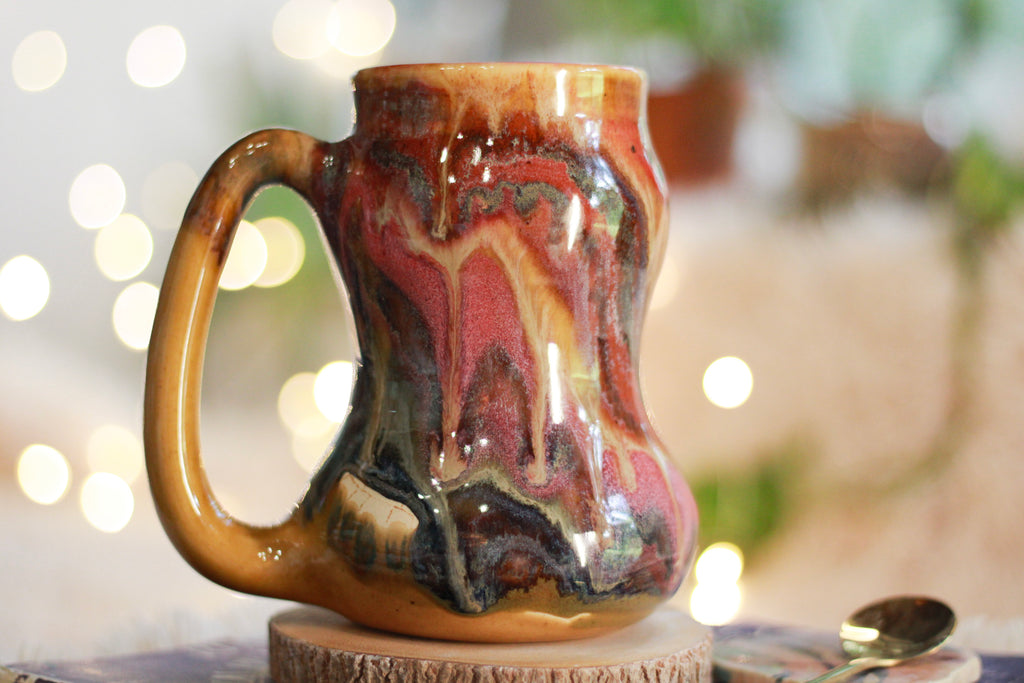 07-C Amber 'FLOW' Gourd Mug Variation  - MISFIT, 18 oz. - 25% off