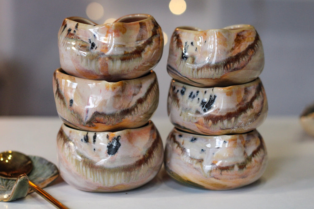 09-G Soft Earth Series PROTOTYPE Heart Bowls, 2-3 oz.