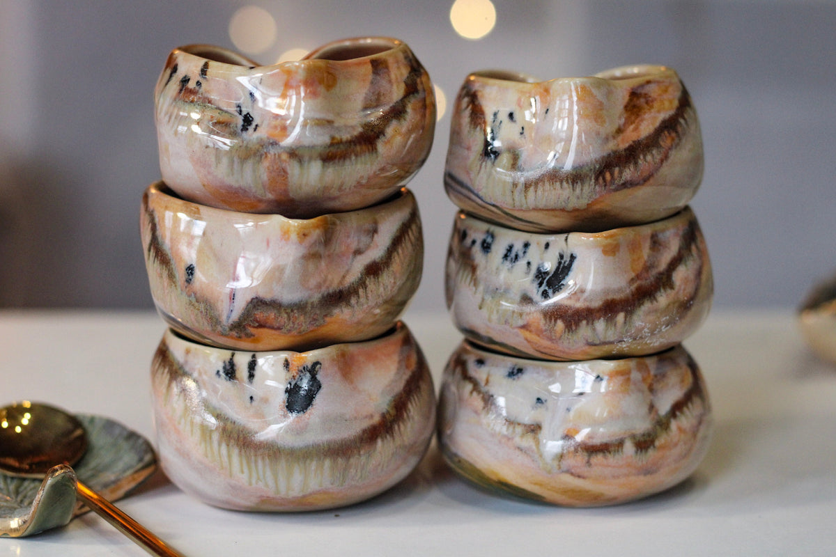 09-G Soft Earth Series PROTOTYPE Heart Bowls, 2-3 oz.
