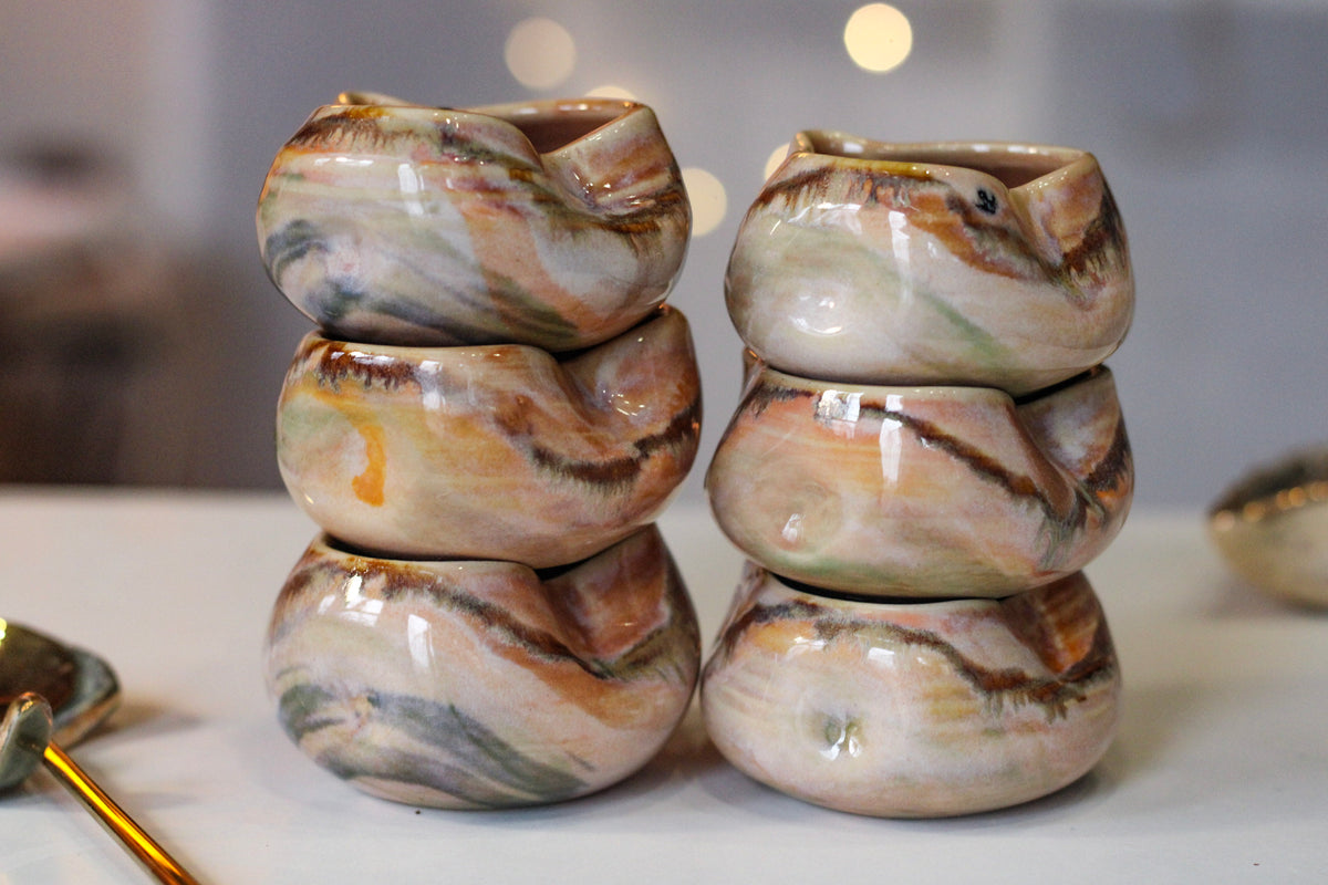 09-G Soft Earth Series PROTOTYPE Heart Bowls, 2-3 oz.