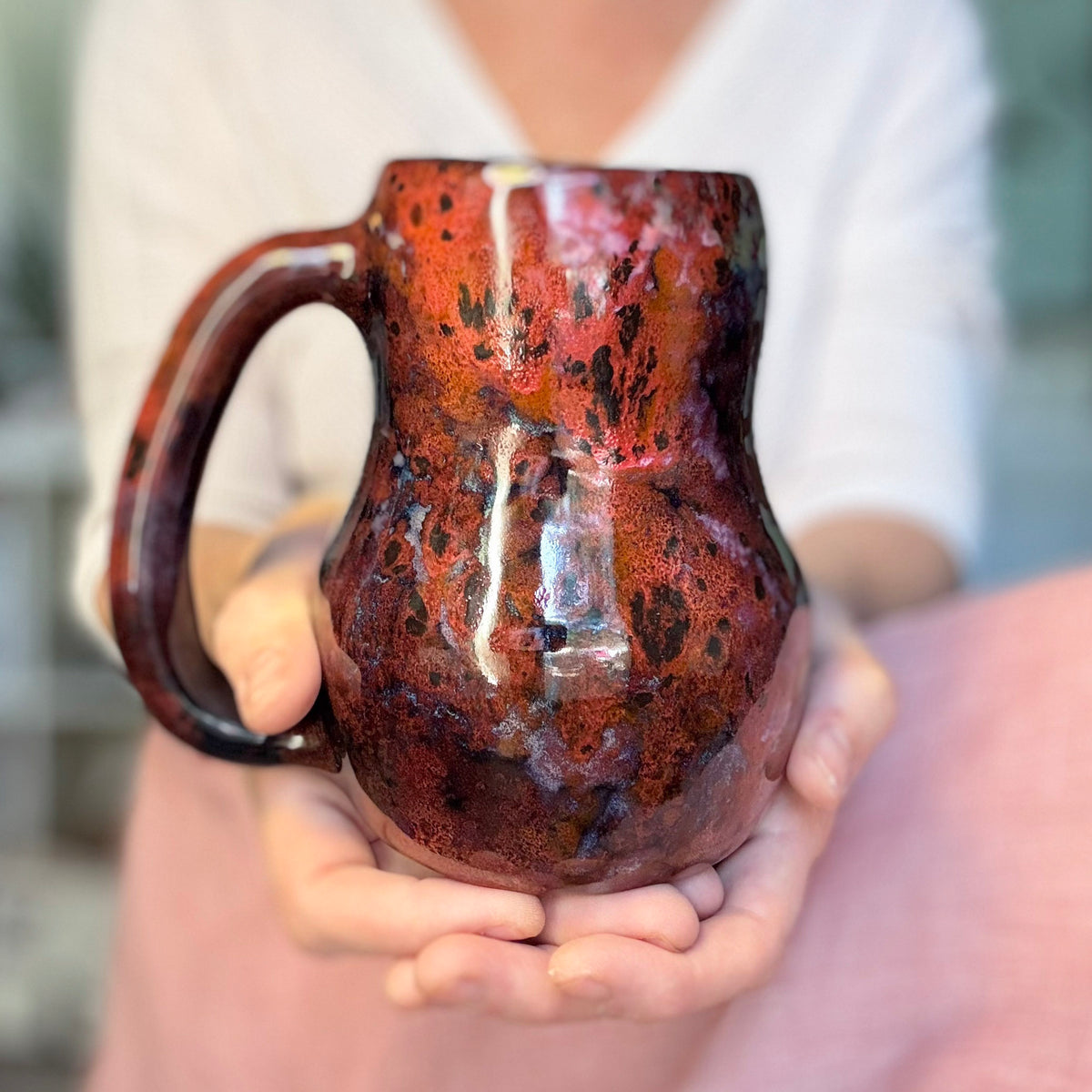 08-B Dragon's Blood Agate Gourd Mug, TOP SHELF - 24 oz.
