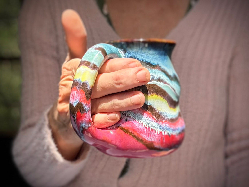 09-D Rainbow EXPERIMENT Curvy Flared Mug, 14 oz.