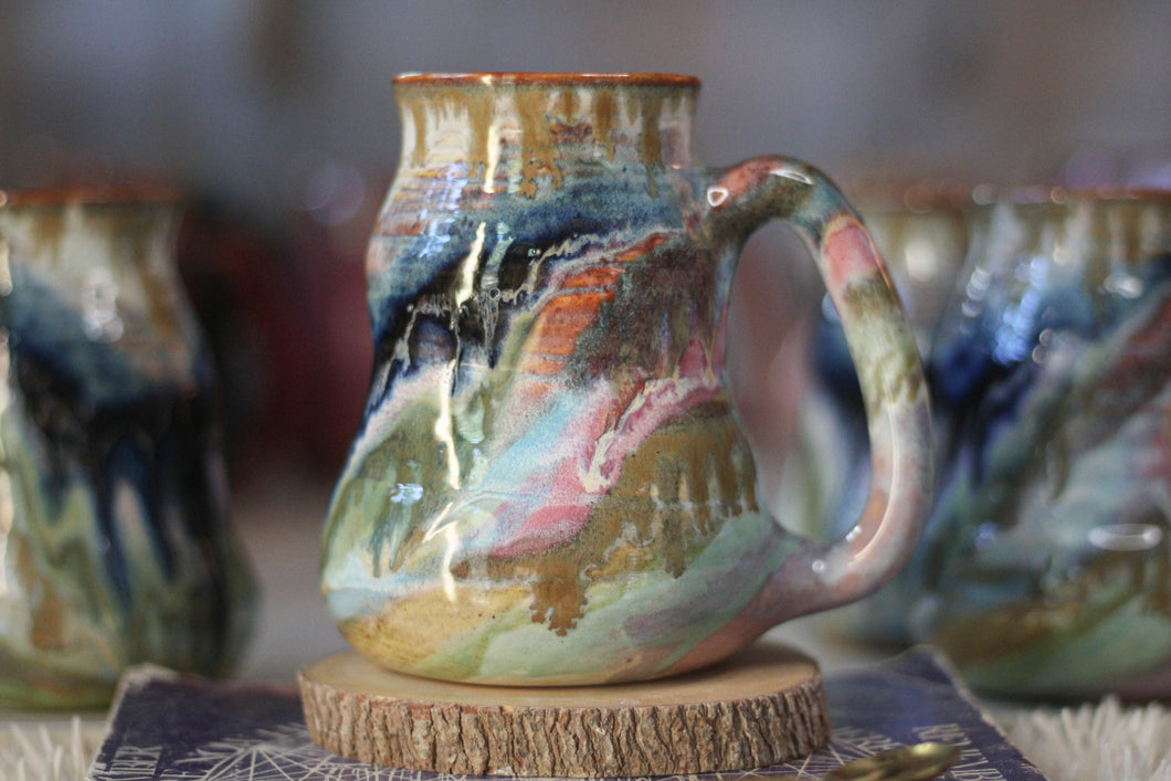 01-D Pastel 'FLOW' Barely Flared Textured Divot Mug, 22 oz. (This listing is for one mug)