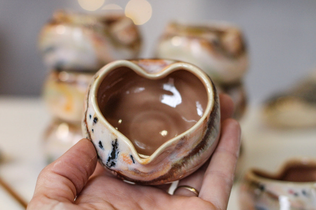 09-G Soft Earth Series PROTOTYPE Heart Bowls, 2-3 oz.