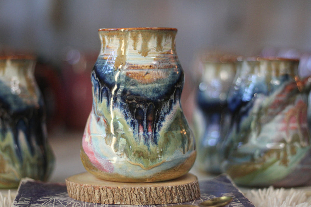 01-D Pastel 'FLOW' Barely Flared Textured Divot Mug, 22 oz. (This listing is for one mug)