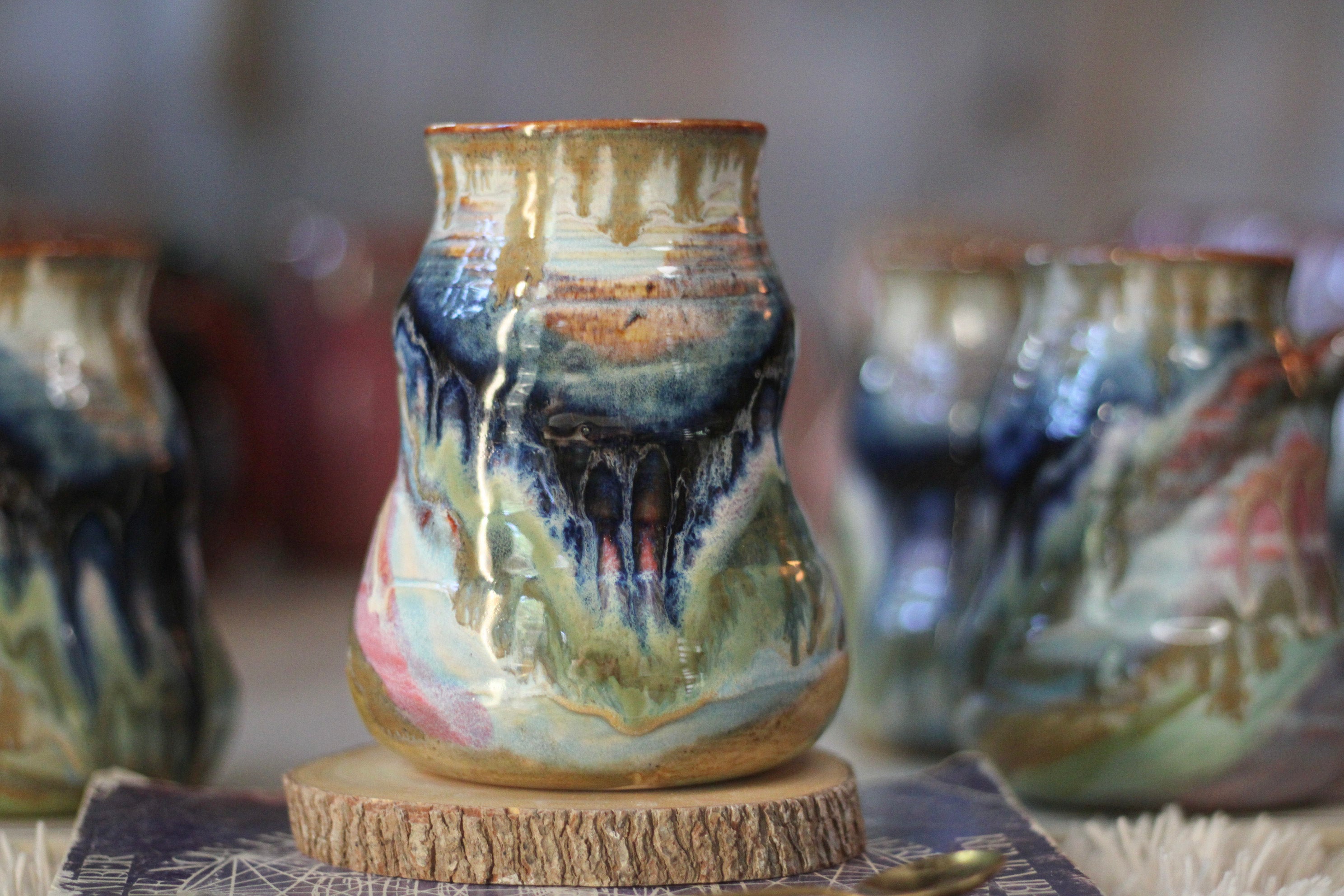 01-D Pastel 'FLOW' Barely Flared Textured Divot Mug, 22 oz. (This listing is for one mug)
