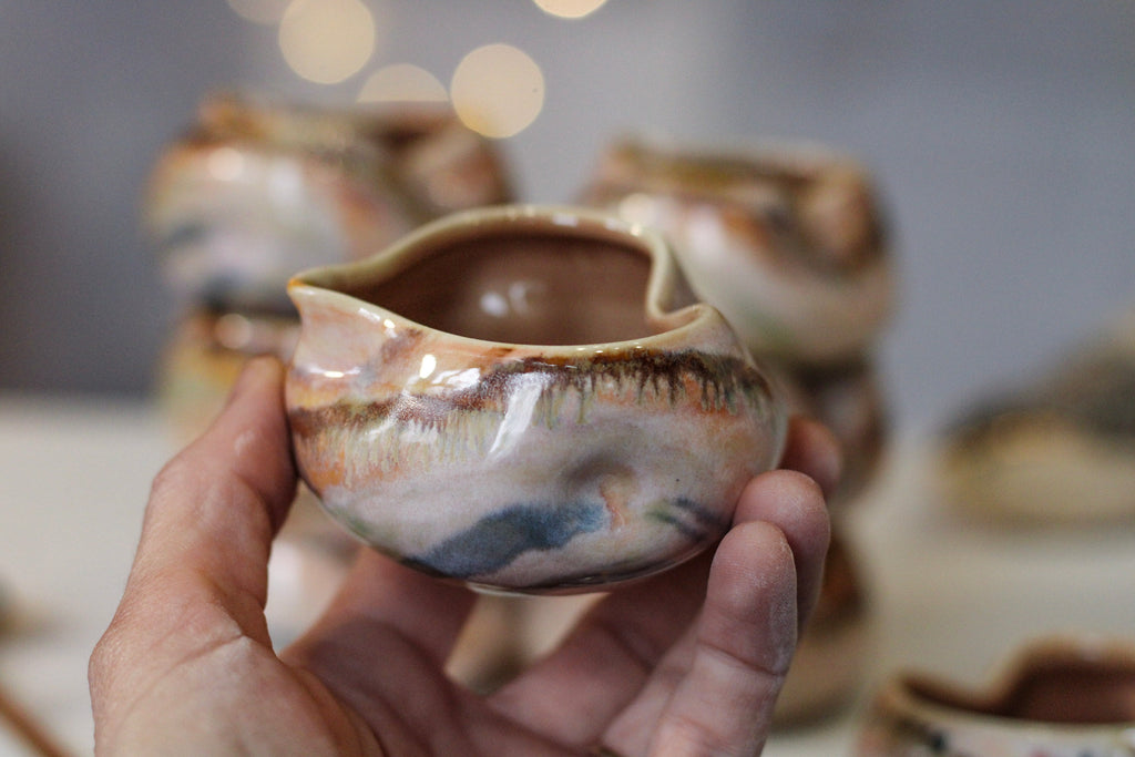 09-G Soft Earth Series PROTOTYPE Heart Bowls, 2-3 oz.