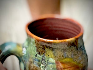 01-E Olive 'FLOW' Textured Divot Mug, 22 oz. (This listing is for one mug)