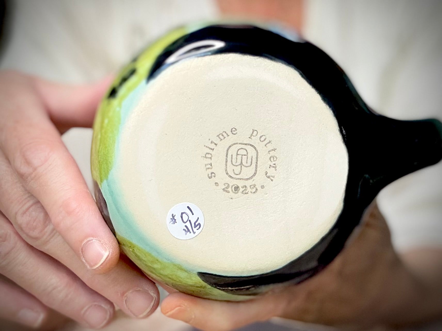 01-E Olive 'FLOW' Textured Divot Mug, 22 oz. (This listing is for one mug)