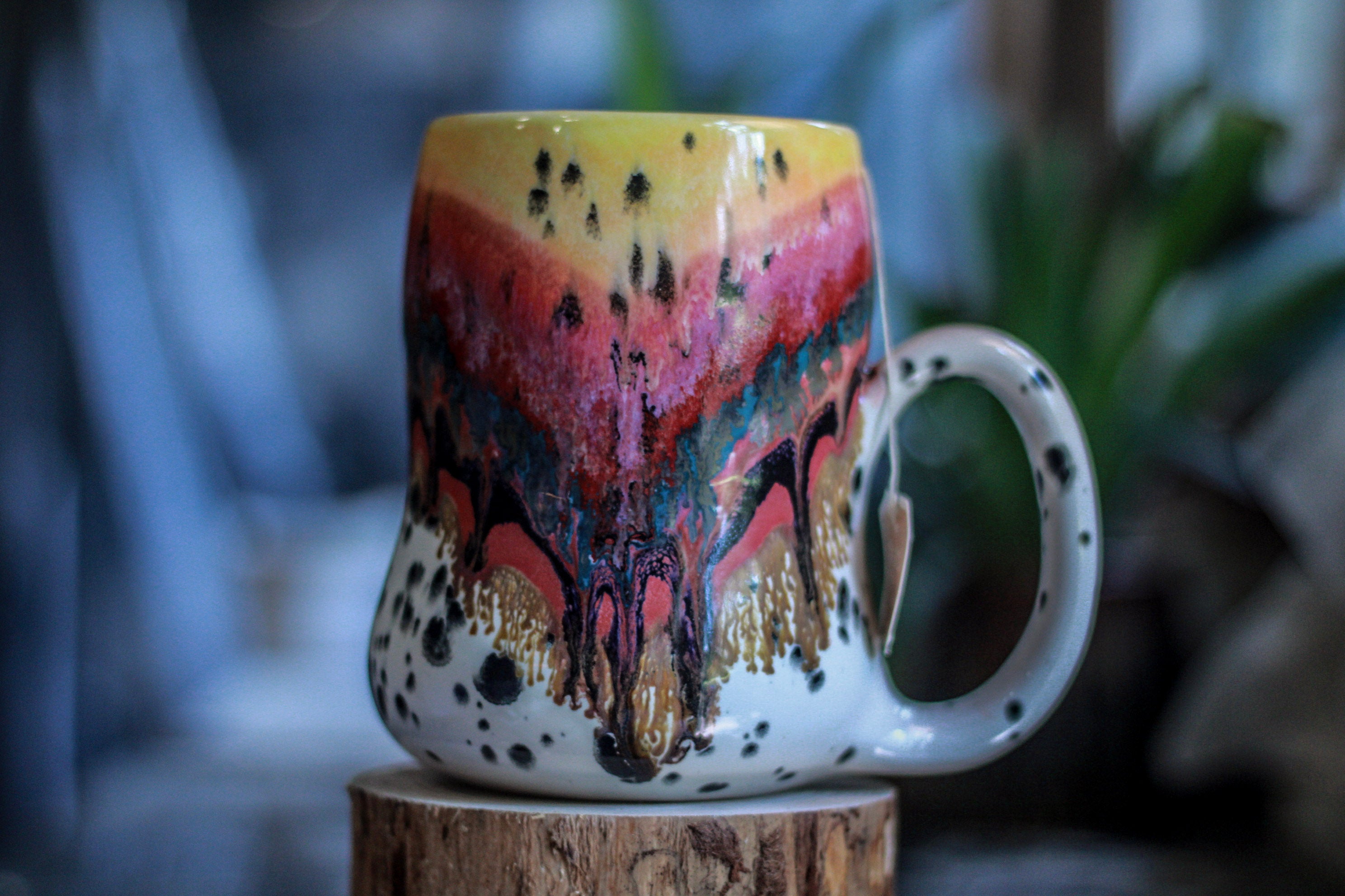 01-A Desert Rainbow Notched Gourd Mug - TOP SHELF, 27 oz.