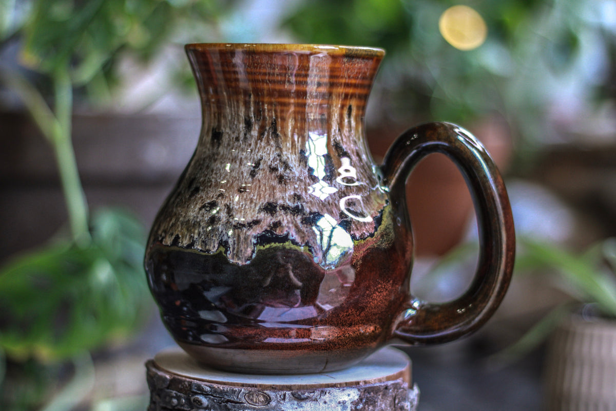 08-C Molten Rainbow Cheetah Flared Acorn Mug, 23 oz.