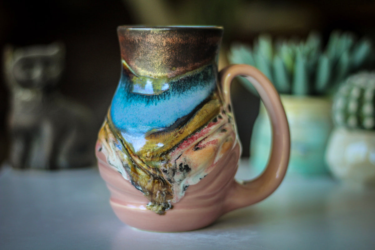12-B Copper Agate Barely Flared Textured Acorn Mug - TOP SHELF, 18 oz.