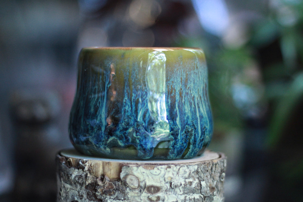 11-E Mossy Wave Squat Gourd Mug, 14 oz.