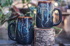 12-D New Wave Notched Textured Mug Set, 22 oz. (each)