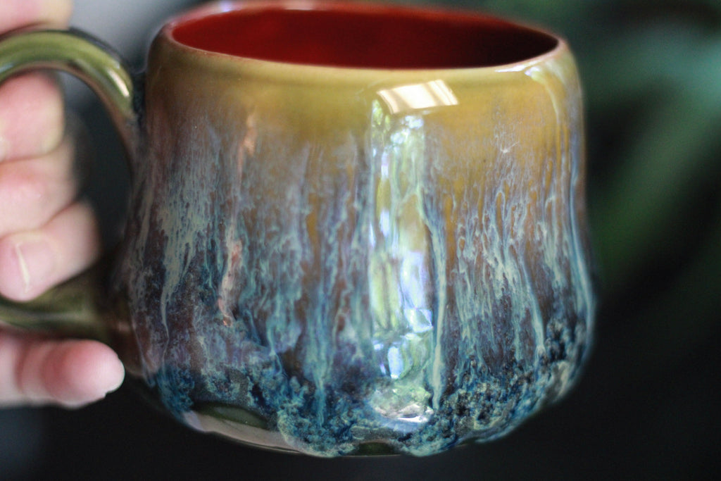 11-E Mossy Wave Squat Gourd Mug, 14 oz.