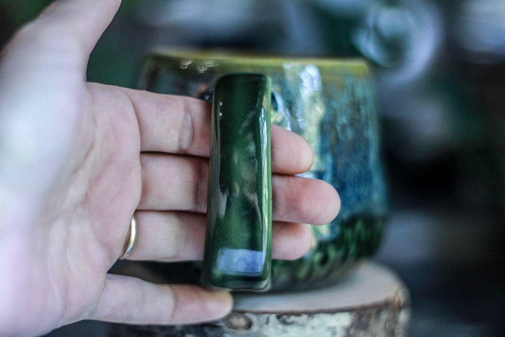 13-E Mossy Wave Textured Squat Gourd Mug, 16 oz.