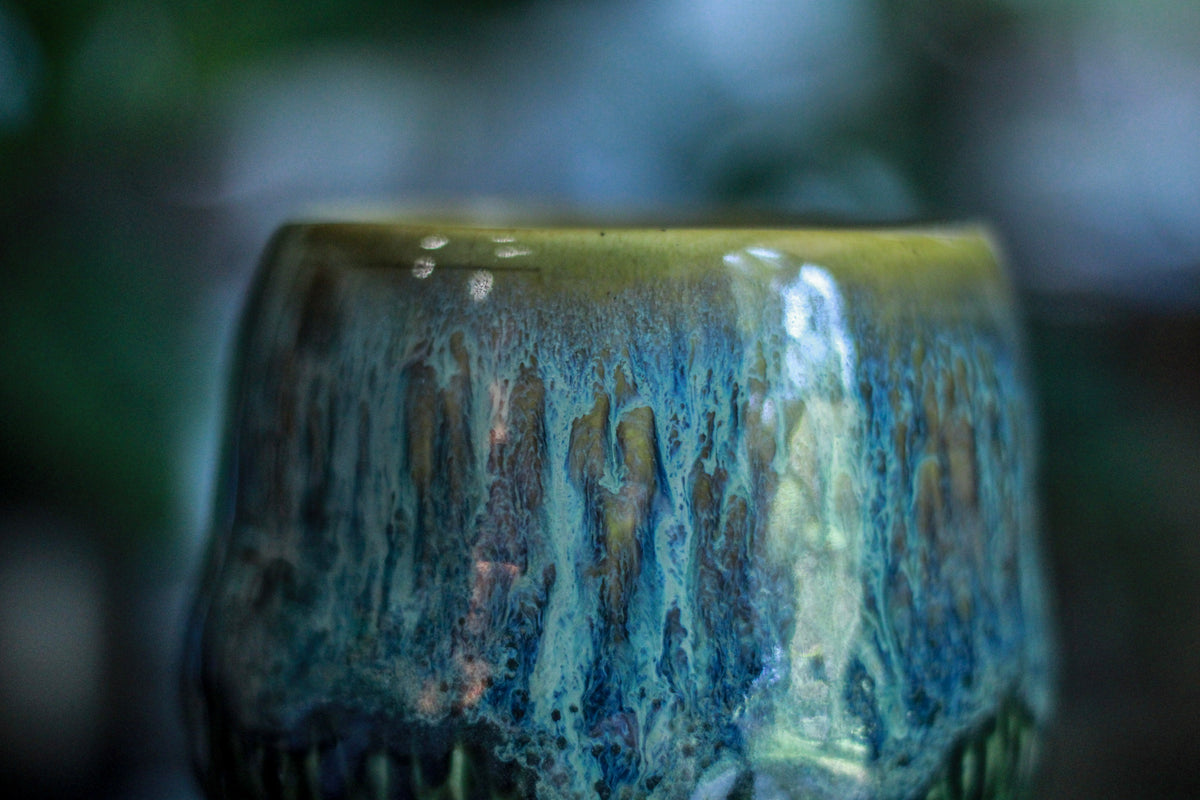 13-E Mossy Wave Textured Squat Gourd Mug, 16 oz.