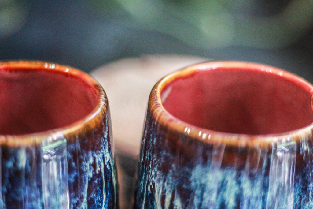 12-D New Wave Notched Textured Mug Set, 22 oz. (each)
