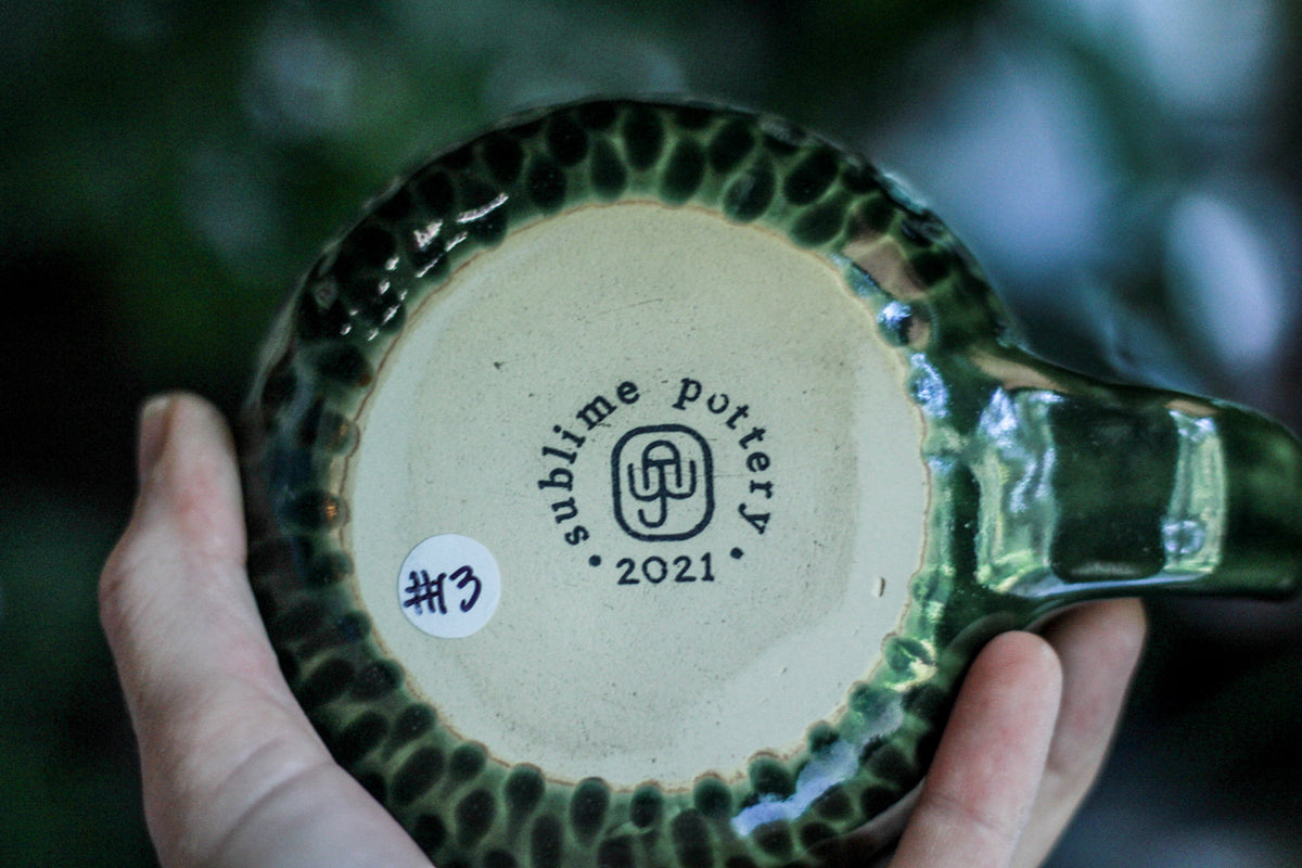13-E Mossy Wave Textured Squat Gourd Mug, 16 oz.