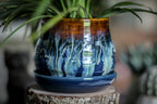 14-D Electric Wave Textured Small Planter with Plate