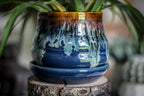 14-D Electric Wave Textured Small Planter with Plate