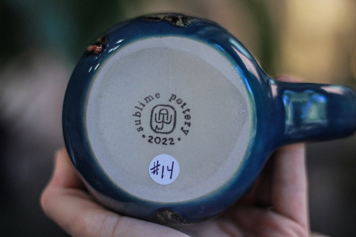 14-B Blue PROTOTYPE Notched Mug - TOP SHELF MISFIT, 23 oz.