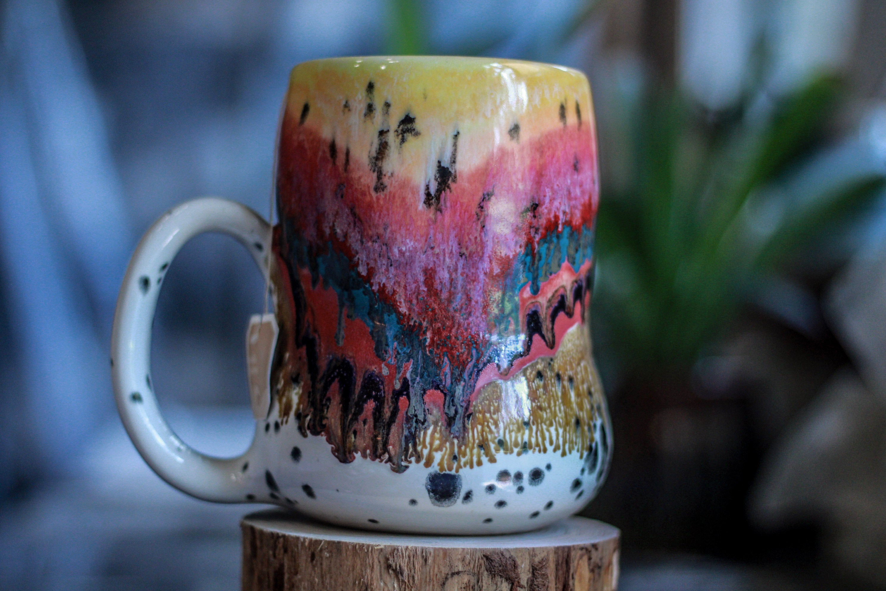 01-A Desert Rainbow Notched Gourd Mug - TOP SHELF, 27 oz.