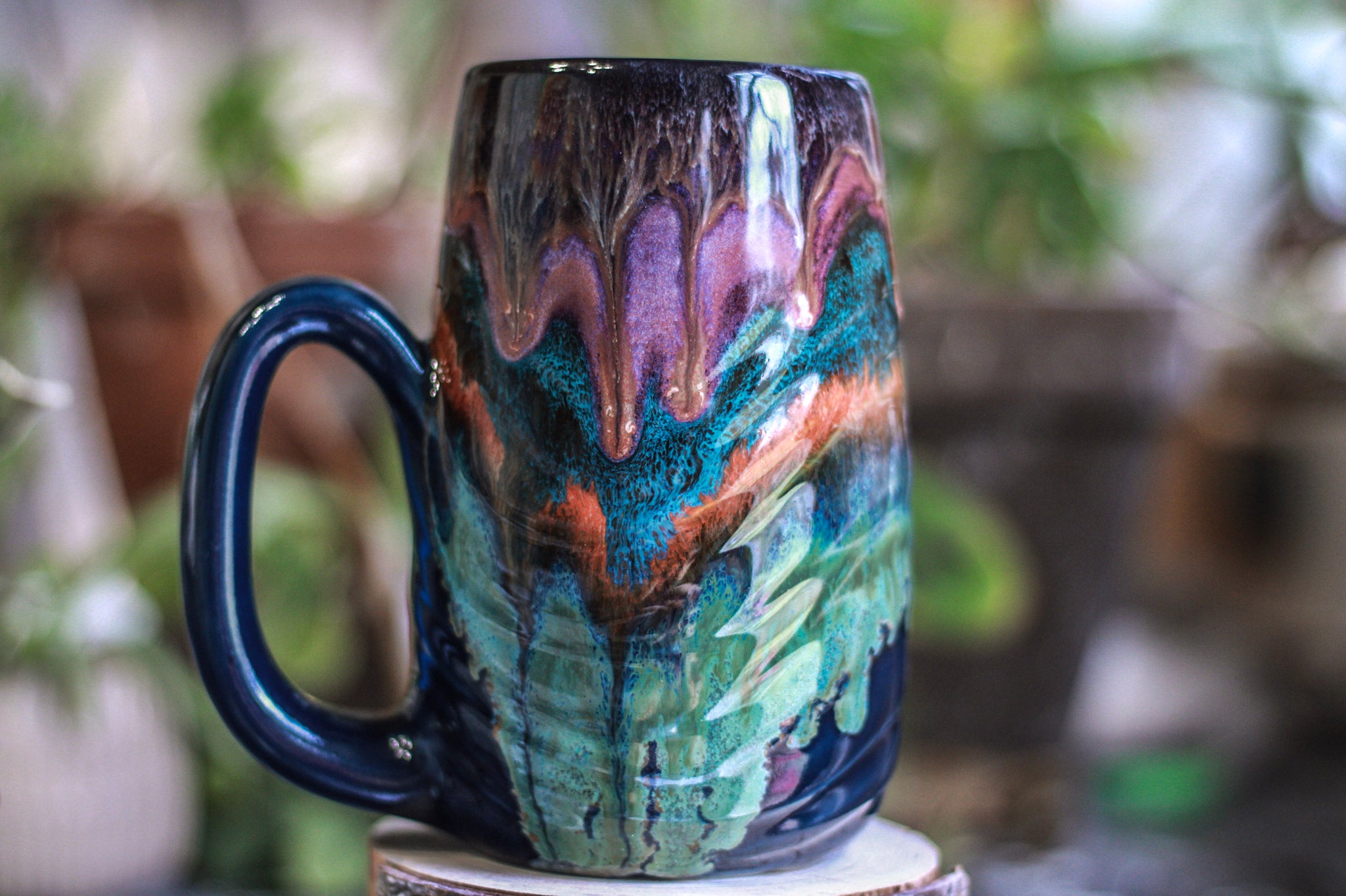 His Mercies are New Purple Ceramic Coffee Mug with Exposed Clay