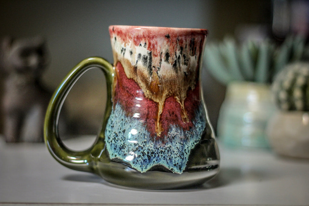 03-B Coral Mountain Meadow Variation Flared Textured Mug, 17 oz.