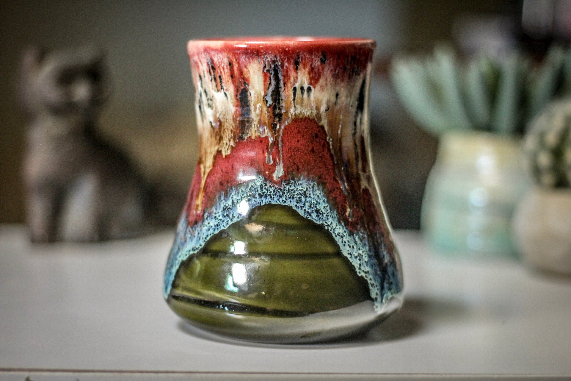 03-B Coral Mountain Meadow Variation Flared Textured Mug, 17 oz.