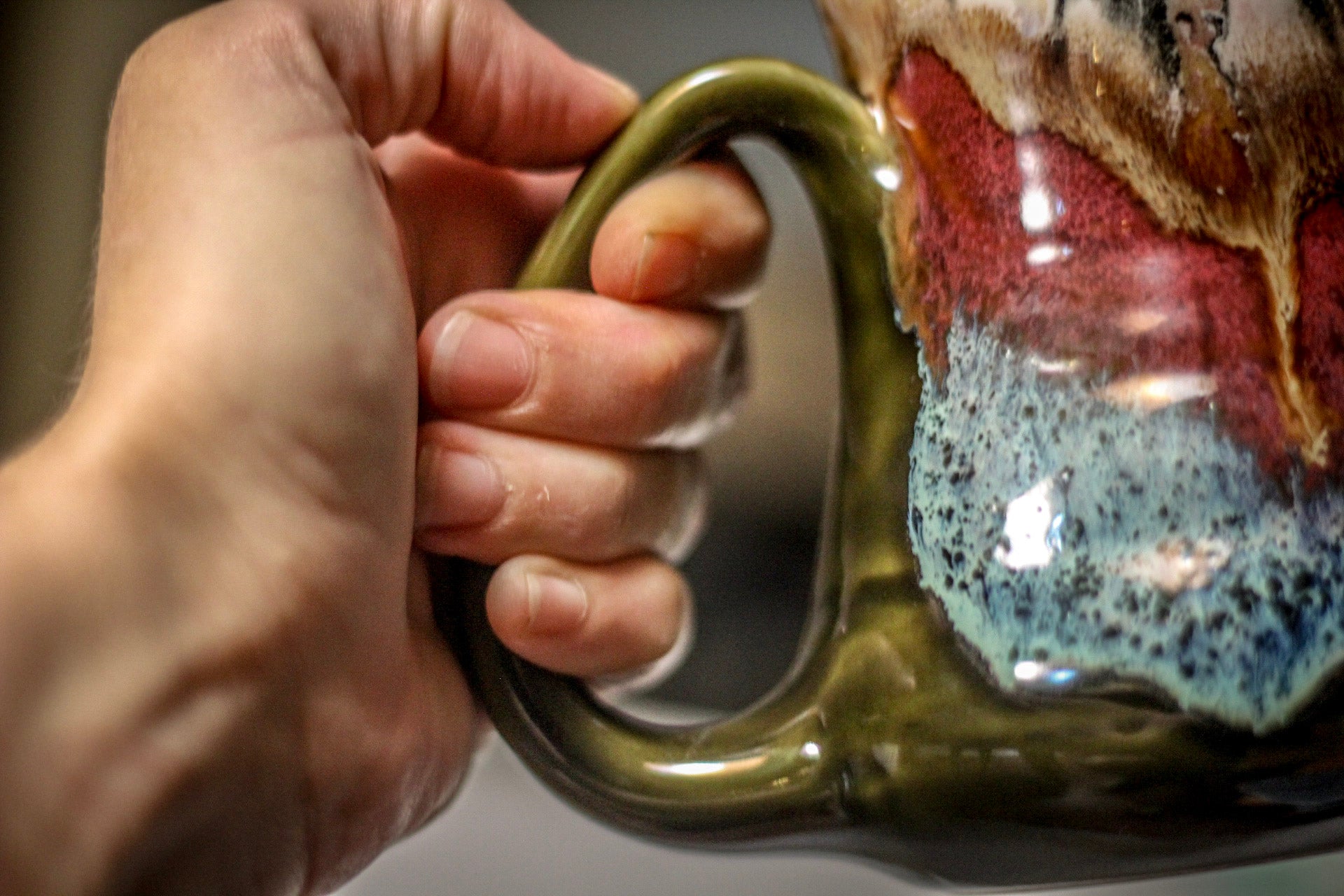 03-B Coral Mountain Meadow Variation Flared Textured Mug, 17 oz.