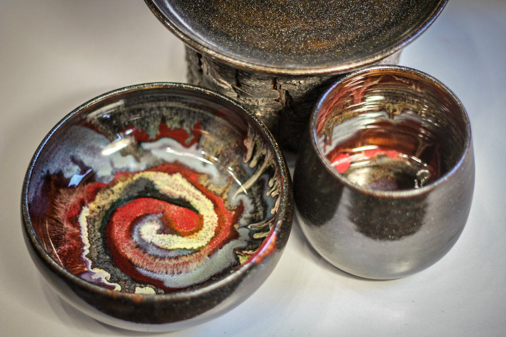 23-B Rainbow Grotto Hermit Set, 12 oz. cup/ 15 oz. bowl