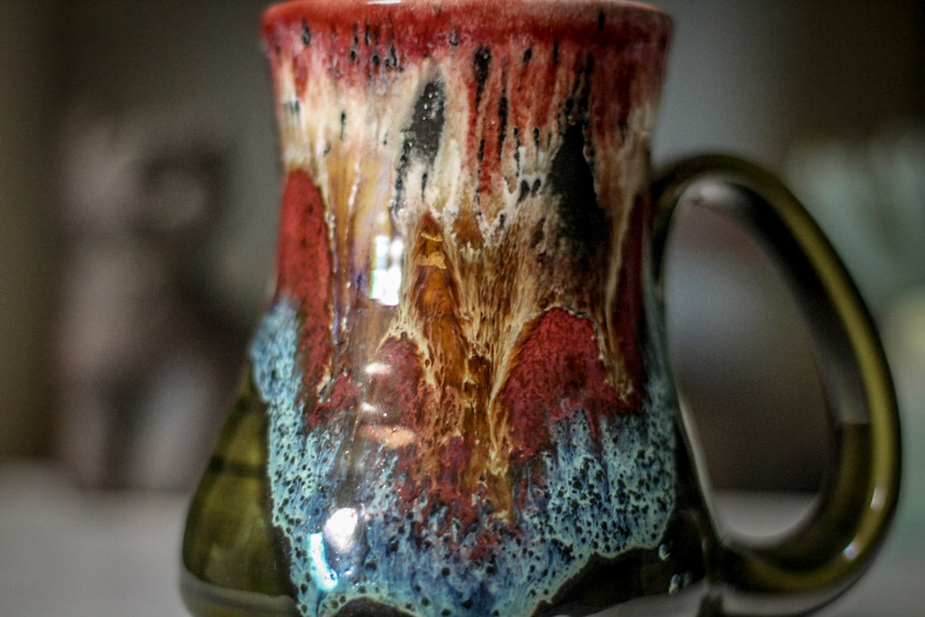 03-B Coral Mountain Meadow Variation Flared Textured Mug, 17 oz.