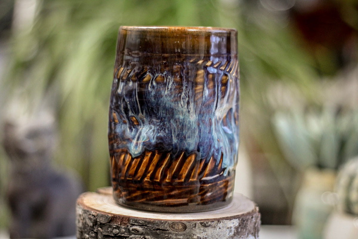 25-E Tribal Wave Textured Divot Cup, 14 oz.