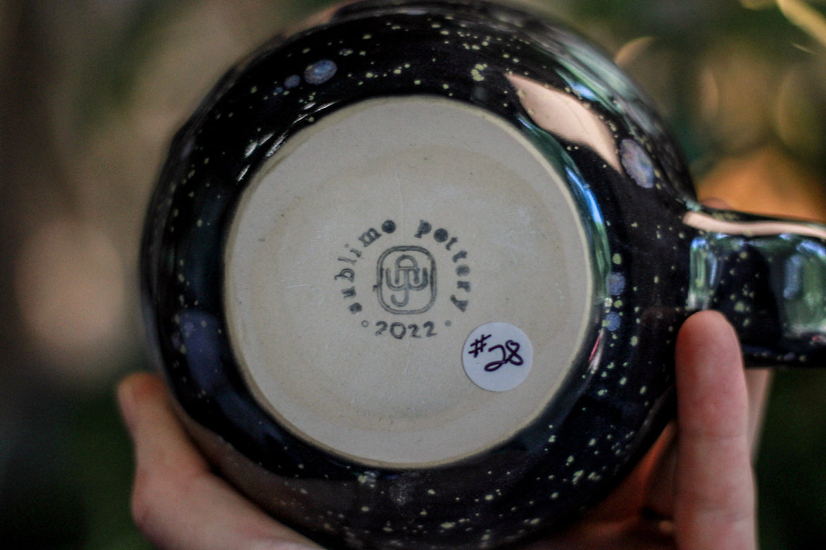 28-C Cosmic Amethyst Grotto Barely Flared Notched Acorn Mug, 28 oz.