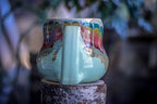 01-A Aqua Rainbow Grotto Squat Gourd Mug, 26 oz.